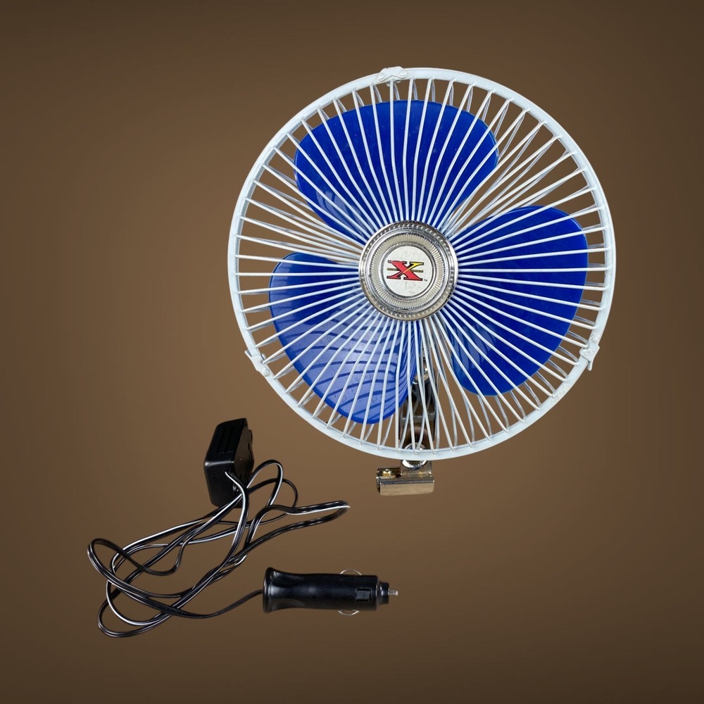 Road Xpedition Clip-On Fan Blue Blades‎ 12V DC Car Boat Oscillating 9" 1970s-80s